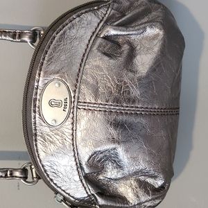 Fossil silver, cross body mini purse